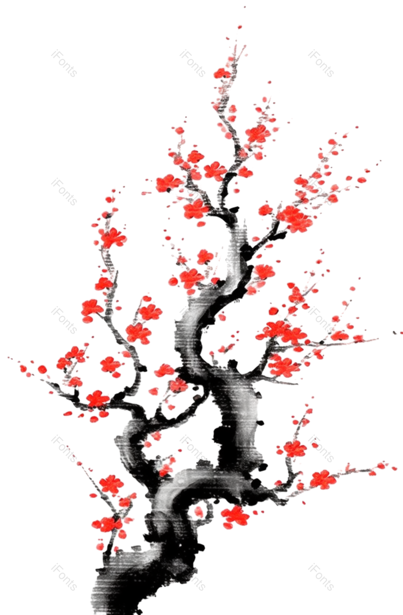 红色的花图片,白色背景元素,樱花PNG,灰色背景免抠素材